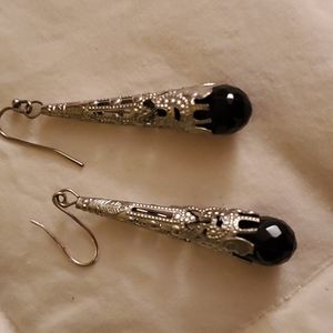 Silver and black earrings